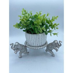 Arthur Court 3 Elephants Aluminum Dish Bowl Pedestal Holder Jungle 1993